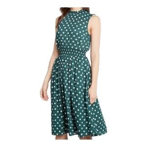 MODCLOTH Women's Plus 3X Midi Dress Polka Dot Green White Sleeveless
